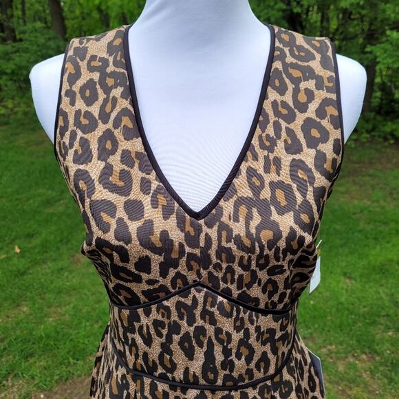 Taylor Brown & Black Leopard Print A-line Sleeveless Dress size 6 - Picture 2 of 13